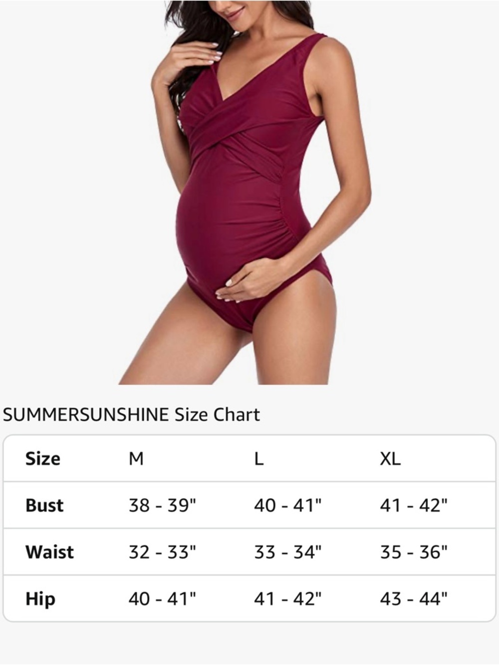 Summersunshine Women’s Maternity Twist-Front One-Piece Swimsuit in Red Wine | L - Picture 9 of 16